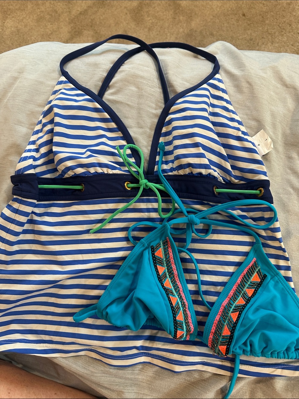 2 Womens Swim Tops, Tankini and Bikini triangle top